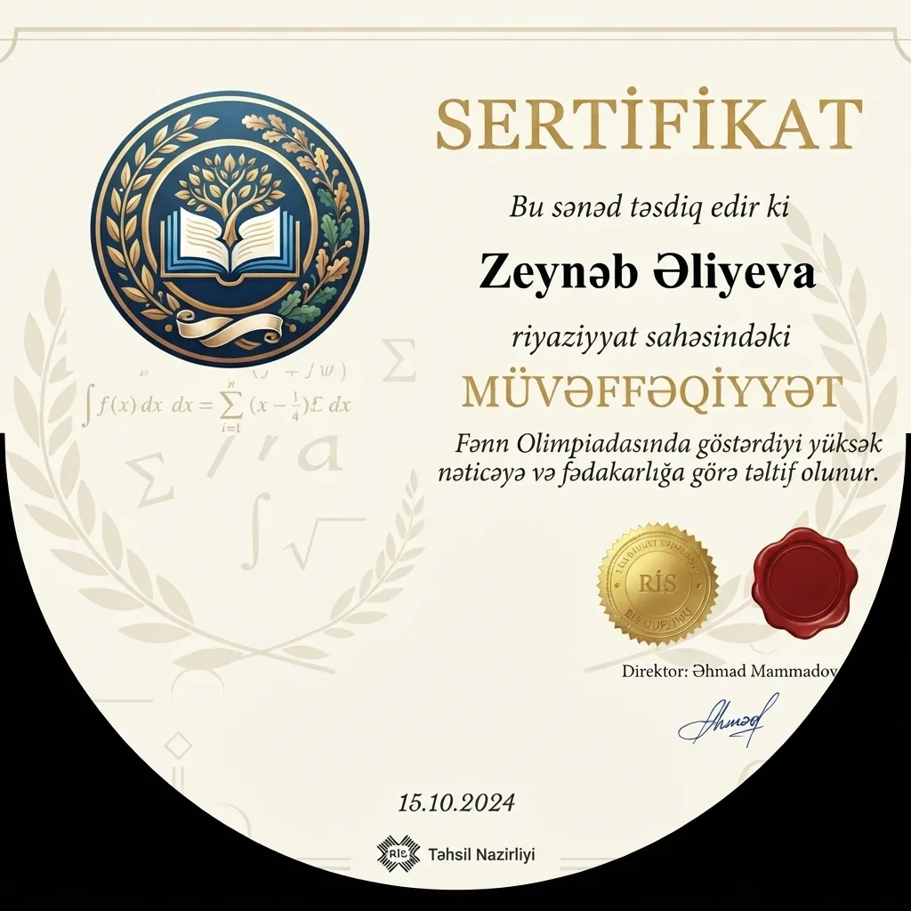 Fənn Olimpiadası sertifikatı